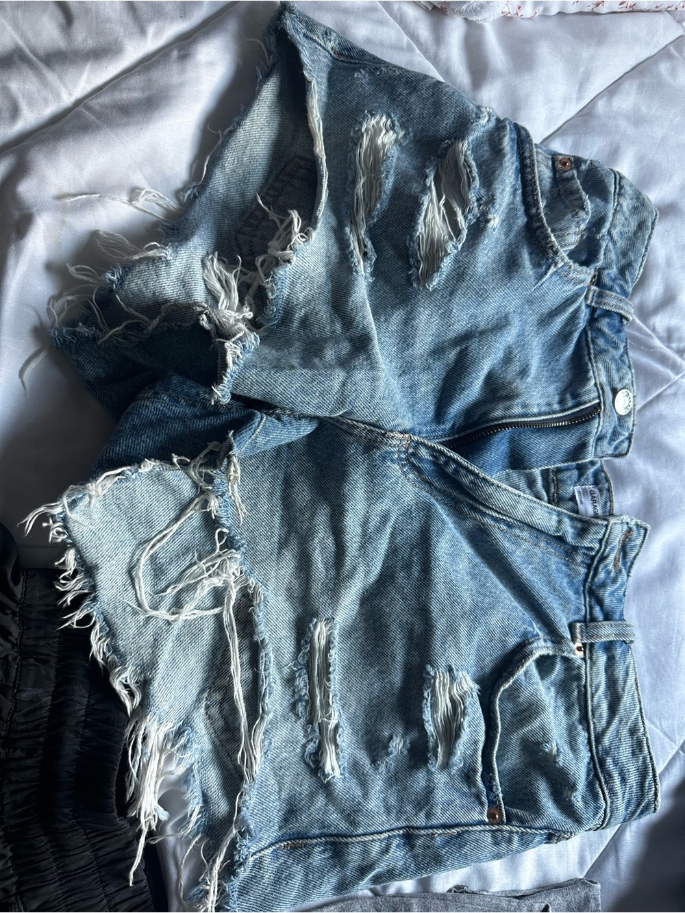 Garage Light Blue Distressed Boyfriend Denim Shorts